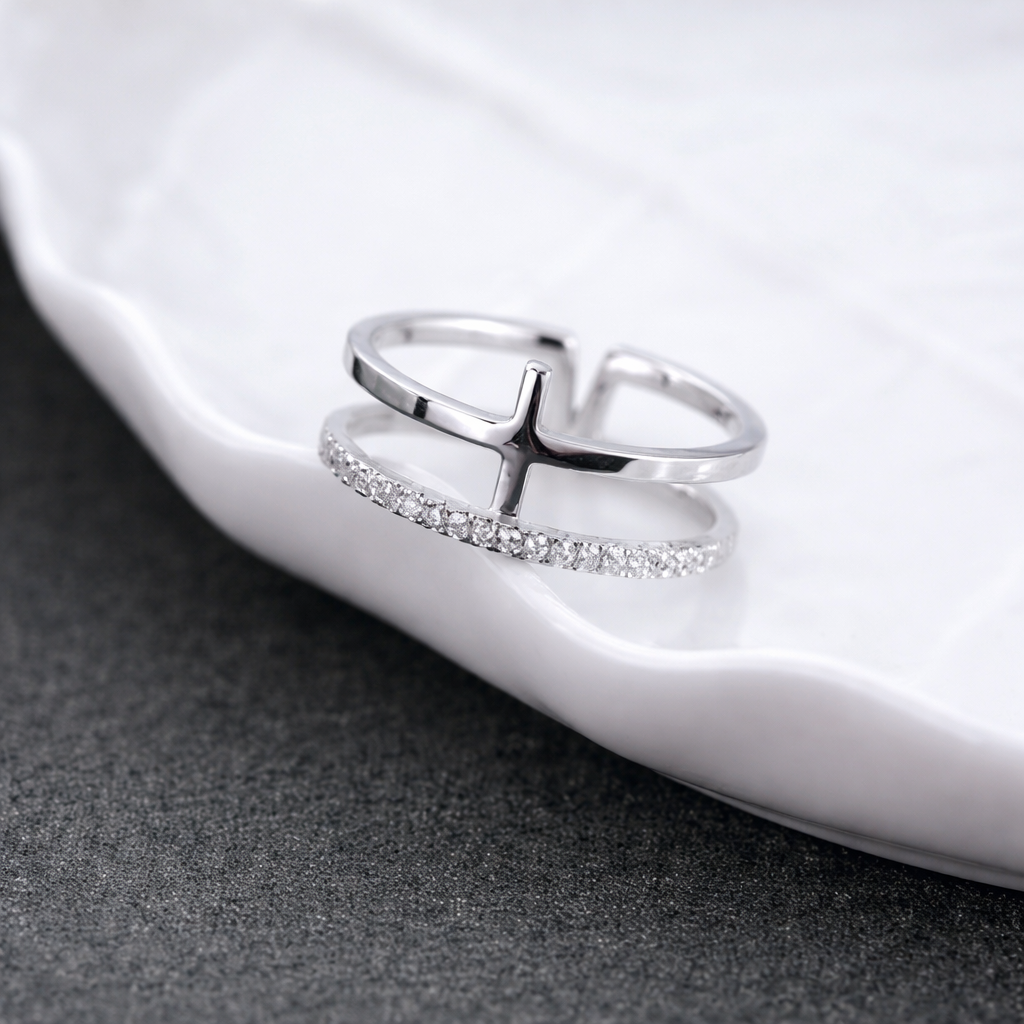 Anillo de cruz de plata "Soft Cross" - Imagen 2