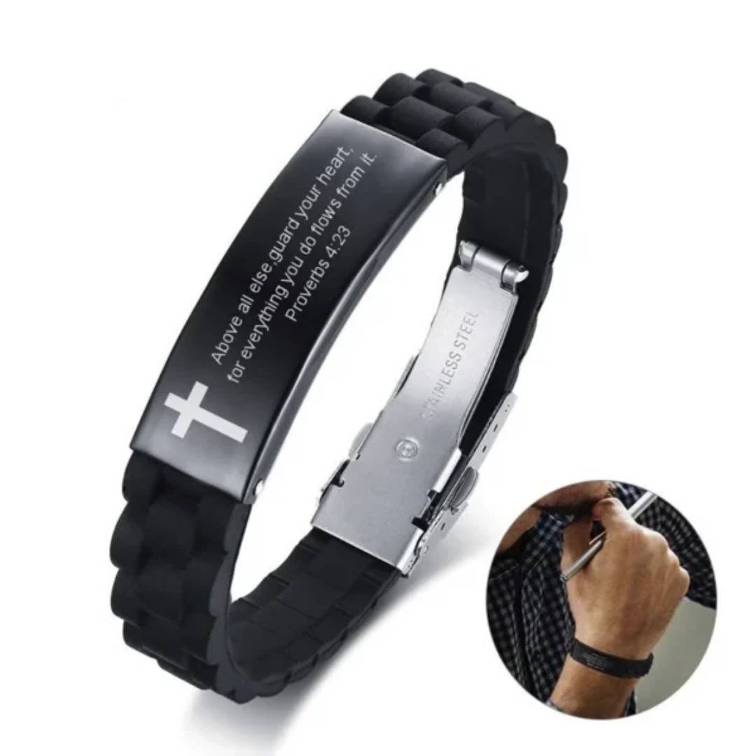 Pulsera de silicona con versículo "Crossplate Promise"